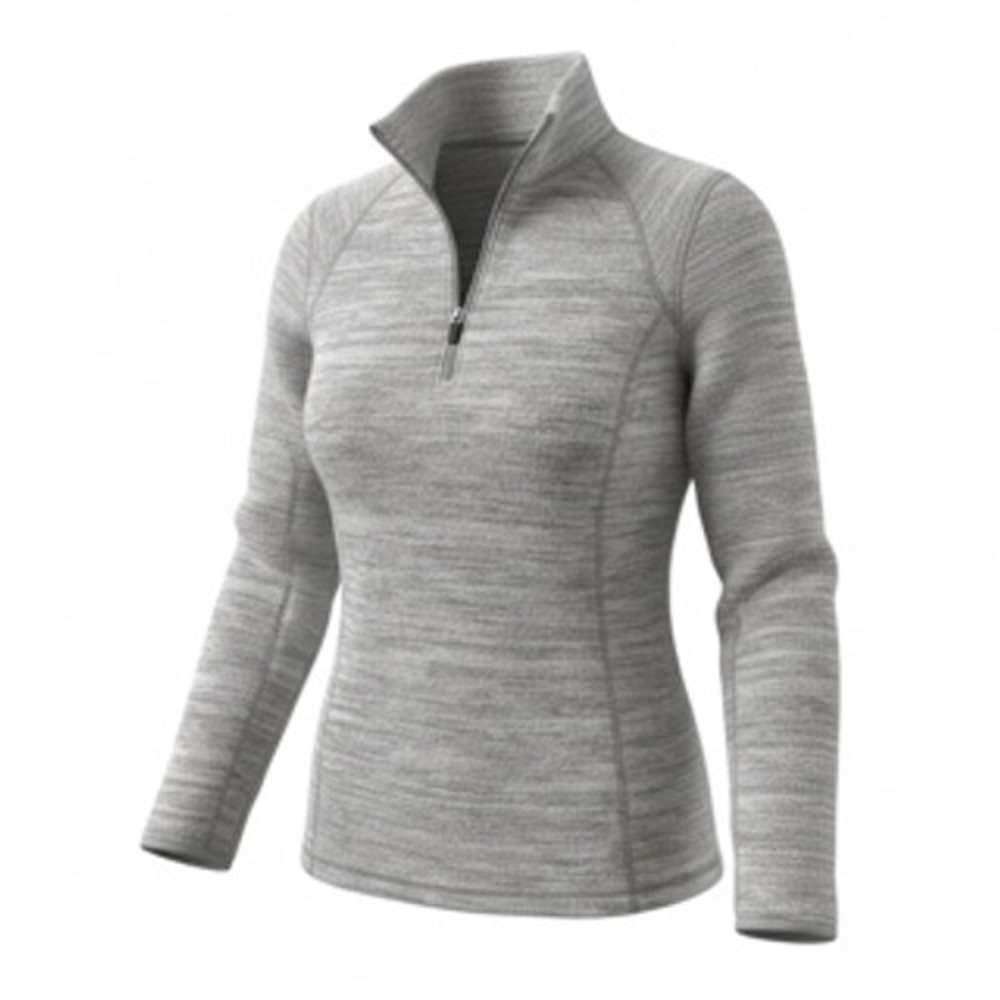 Ideology Womens Grey Space Dye Quarter Zip Fleece Pullover Sweater Size S